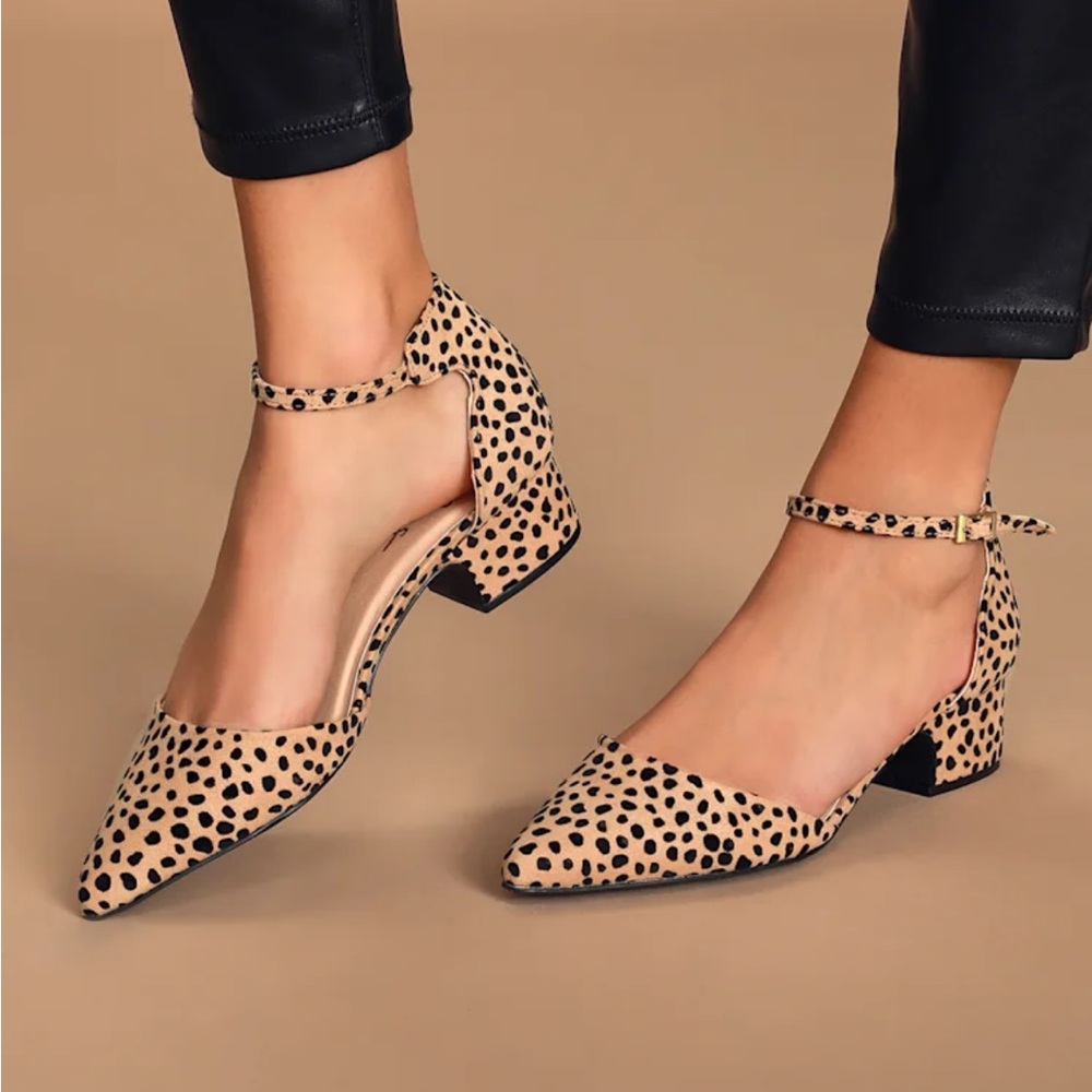 Lulus Lucinda Baby Cheetah Suede Ankle Pumps